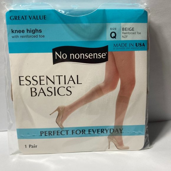 No Nonsense Knee Highs Size Q Plus Beige 8 Packs